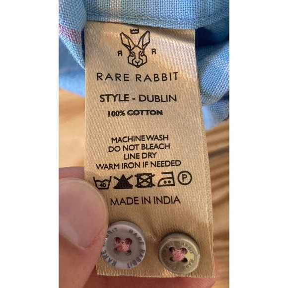 Rare Rabbit Button Up Shirt Size Large Men’s Blue Long Sleeve - Picture 5 of 8